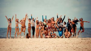 Dreamsea Costa Rica | Volunteer | Hero Image | Group of people jumping in the air on a beach in Costa Rica - picture 2 on home page
