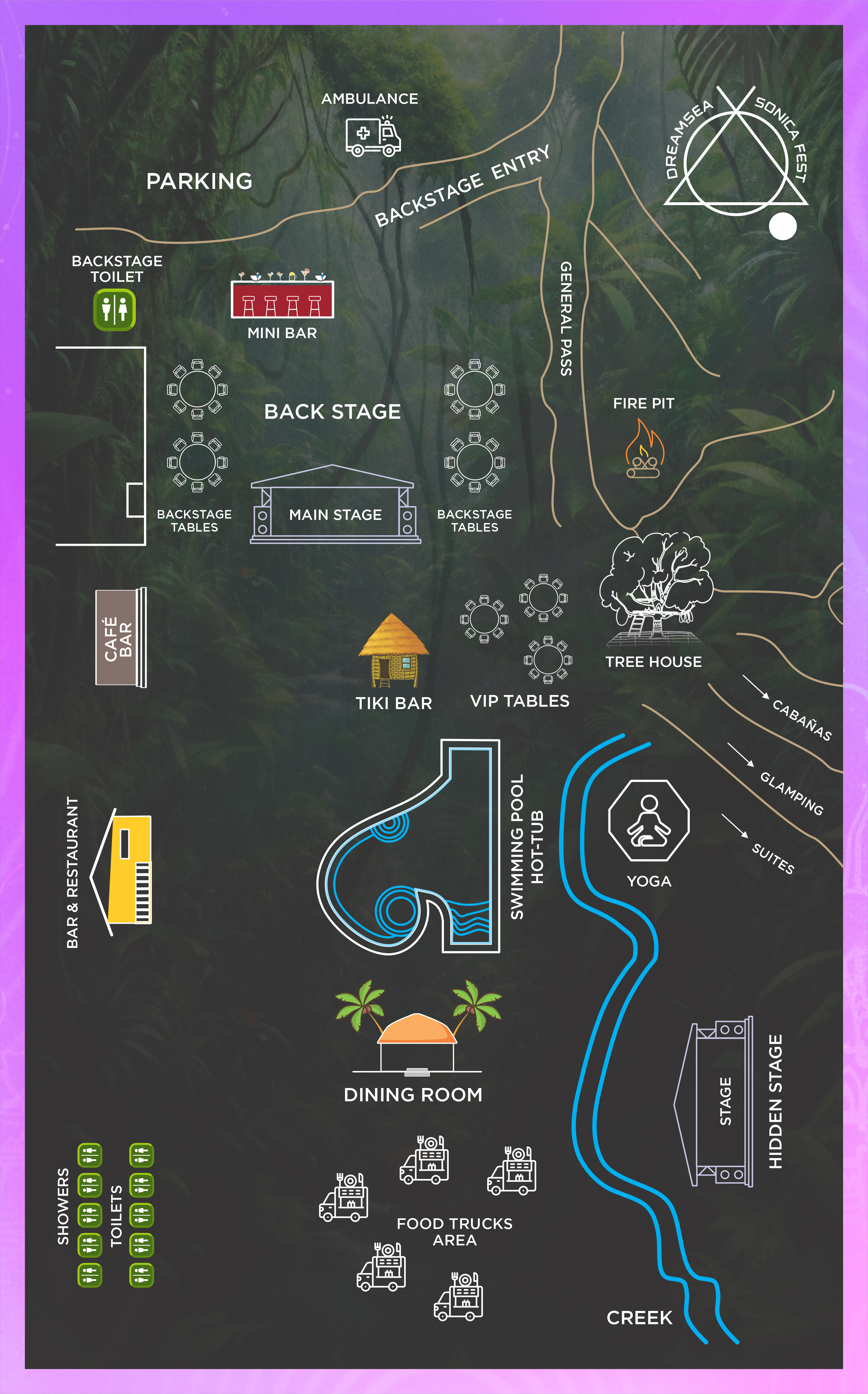 Dreamsea Costa Rica | Sonica Fest | Image | Image of a Map showing the layout of the venue