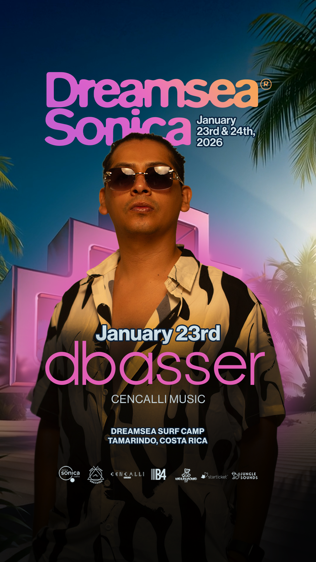 Dreamsea Costa Rica | Dreamsea Sonica | Sonica 2026 | Image of dbasser announcing that he will be at Sonica 2026 as a music artist in Tamarindo, Costa Rica